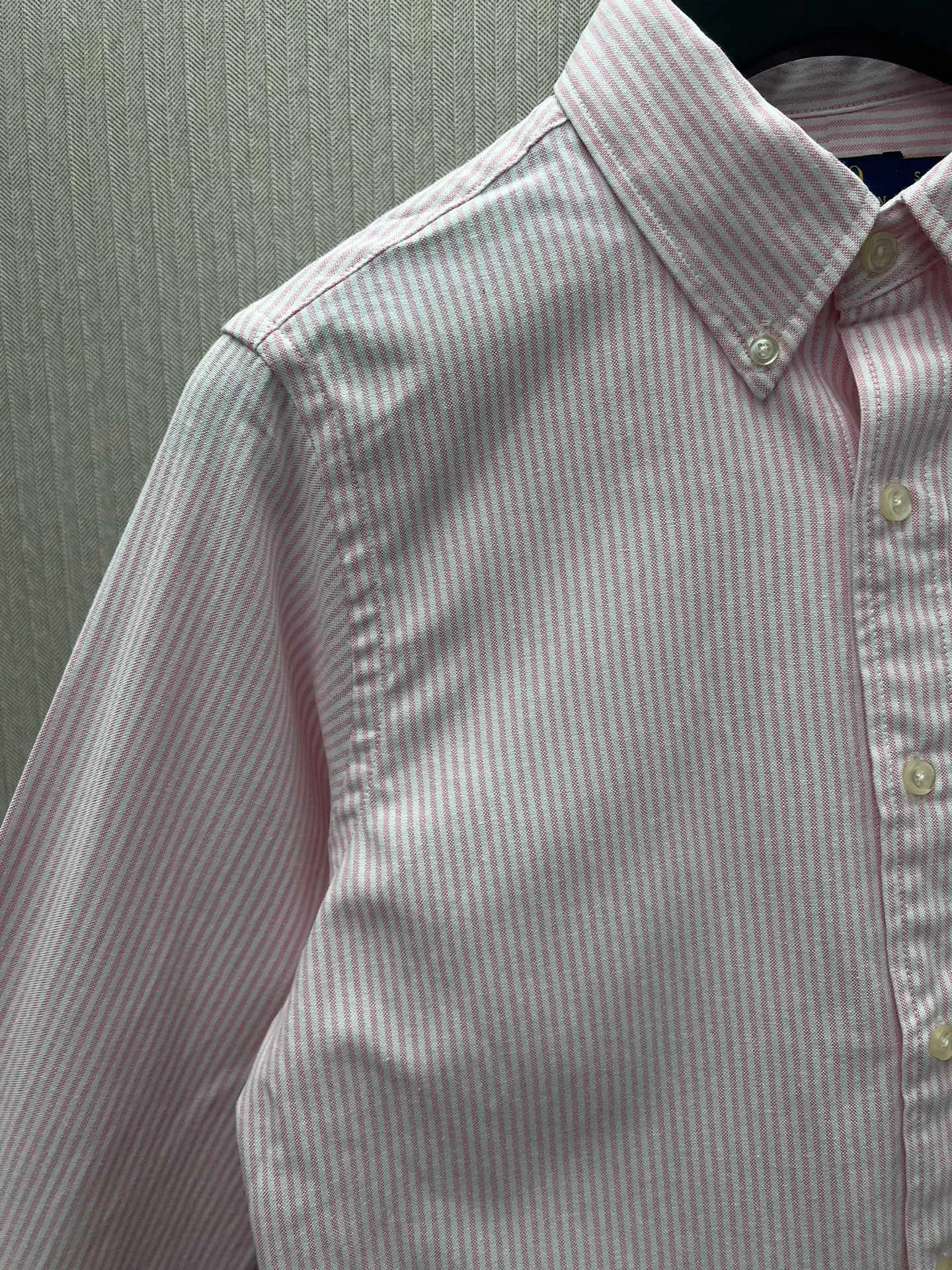 🅿️460 Polo 25ss new Logo embroidered striped square collar casual long-sleeved shirt Men's size: XS.S.M.L.XL.